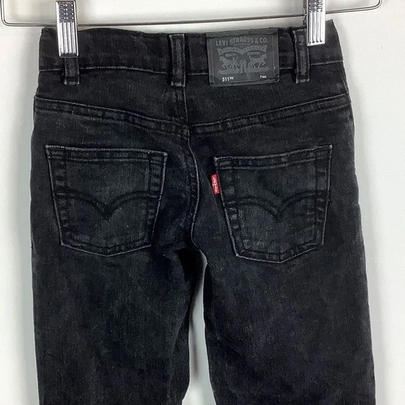 Levi’s 511 Slim Black Wash Straight Leg Denim Jeans Boys Size 7 Regular - Picture 4 of 10